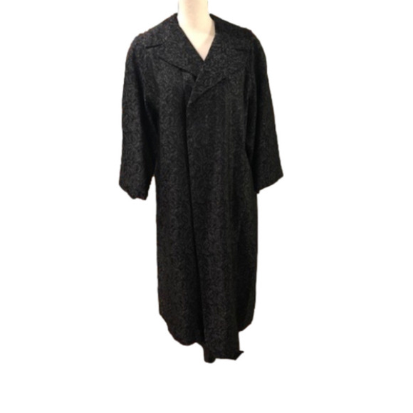 VINTAGE 1960s Black Brocade Jackie O' Style Swing Coat Size M/L - Picture 6 of 10
